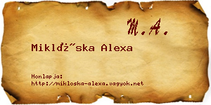 Miklóska Alexa névjegykártya